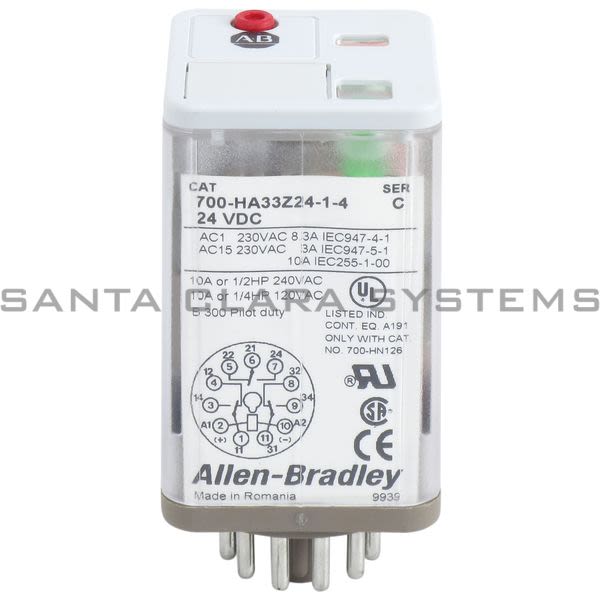 Allen Bradley 700-HA33Z24-1-4 Tube Base Relay Product Image