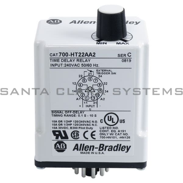 Allen Bradley 700-HT22AA2 General Purpose Tube Base Timing Relay | 700-HT Off Delay Timer Product Image