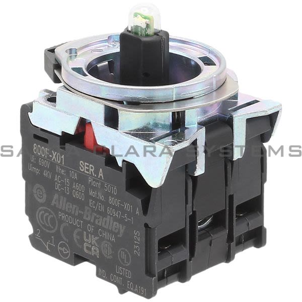 Allen Bradley 800F-MN3WX11 Integrated LED, Metal Latch Mount, 24V AC/DC, White LED, 1 N.O. Contact(s), 1 N.C. Contact(s), Standard Product Image
