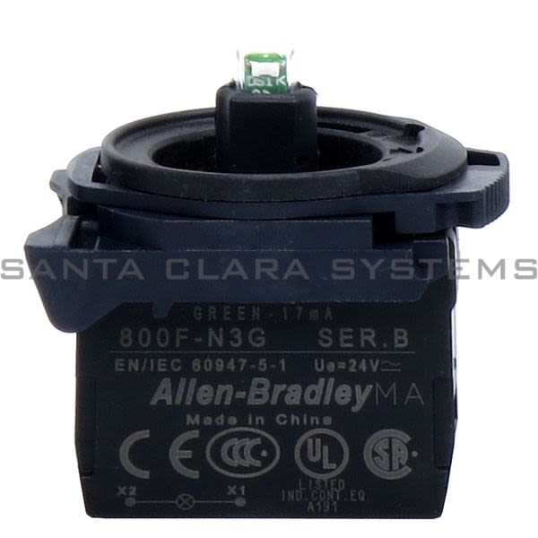 Allen Bradley 800F-PN3G Integrated LED, Plastic Latch Mount, 24V AC/DC, Green LED Product Image