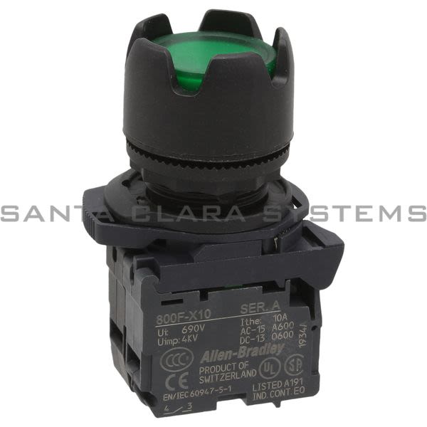 Allen Bradley 800FP-LG3PN3GX10 Illum Guarded Pushbutton Green Product Image