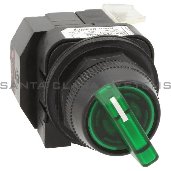 Allen Bradley 800H-16HRG2KB6AX 3 Position Knob Type Maintained Xfmr 120V AC Green Lens Product Image