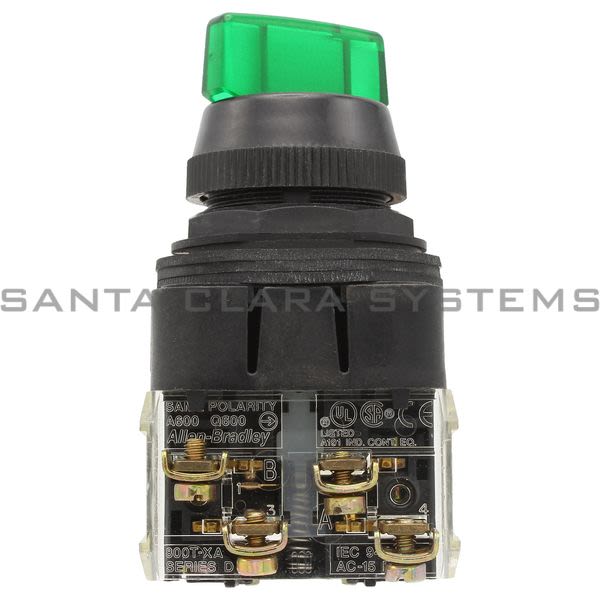 Allen Bradley 800H-16HRG2KB6AX 3 Position Knob Type Maintained Xfmr 120V AC Green Lens Product Image