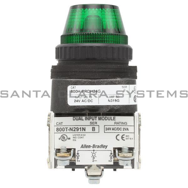 800HPRDH24G Allen Bradley Pilot Light With Dual Input Green Santa