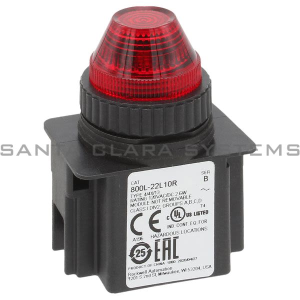 Allen Bradley 800L-22L10R Indicator Light Product Image