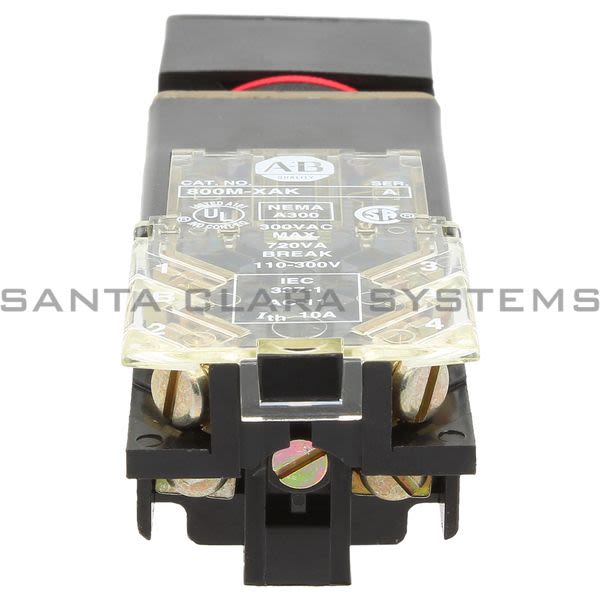 Allen Bradley 800MB-CQAL24AAK Small Square Illuminated Push Button Flush Head Full Voltage 24V Amber LED 1 N.O 1 N.C. Product Image