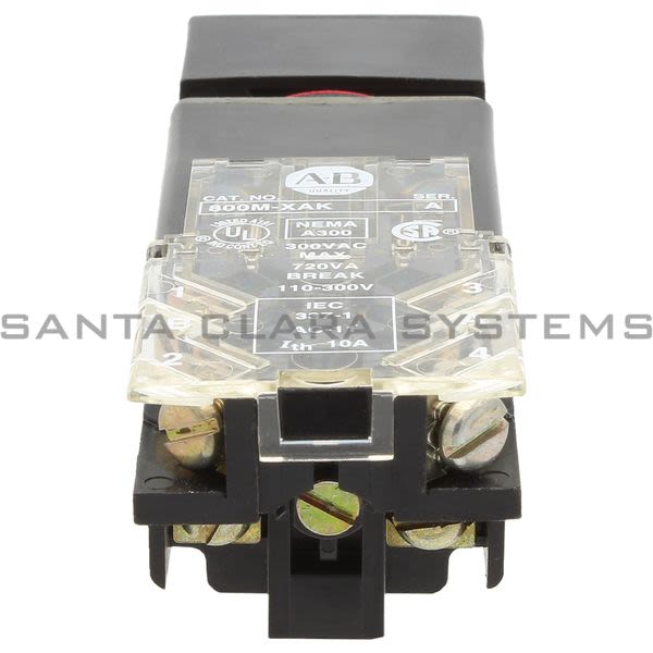 Allen Bradley 800MB-CQAL24GAK Small Square Illuminated Push Button Flush Head Full Voltage 24V Red LED 1 N.O 1 N.C. Product Image