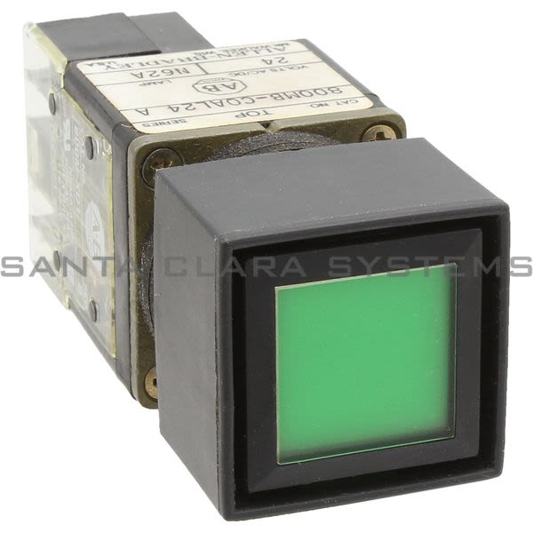 Allen Bradley 800MB-CQAL24GD1 Small Square Illuminated Push Button Flush Head Full Voltage 24V Green LED 1 N.O 1 N.C. Product Image