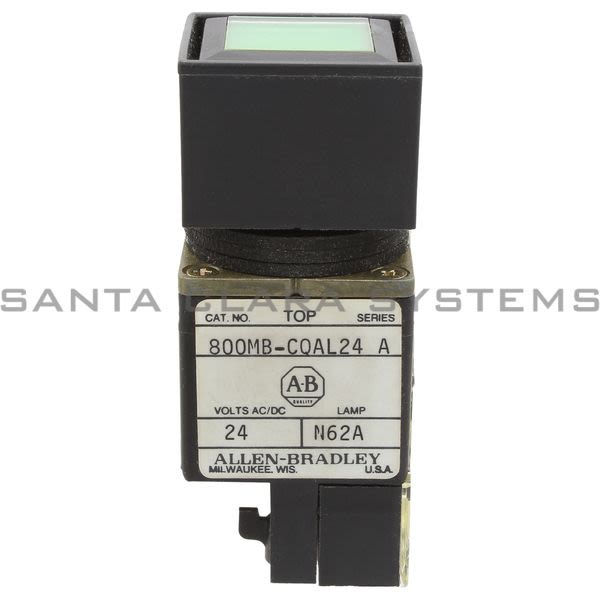 Allen Bradley 800MB-CQAL24GD1 Small Square Illuminated Push Button Flush Head Full Voltage 24V Green LED 1 N.O 1 N.C. Product Image