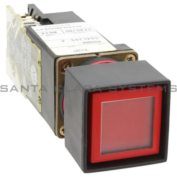 Allen Bradley 800MB-CQAL24RAK Small Square Illuminated Push Button Flush Head Full Voltage 24V Red LED 1 N.O 1 N.C. Product Image