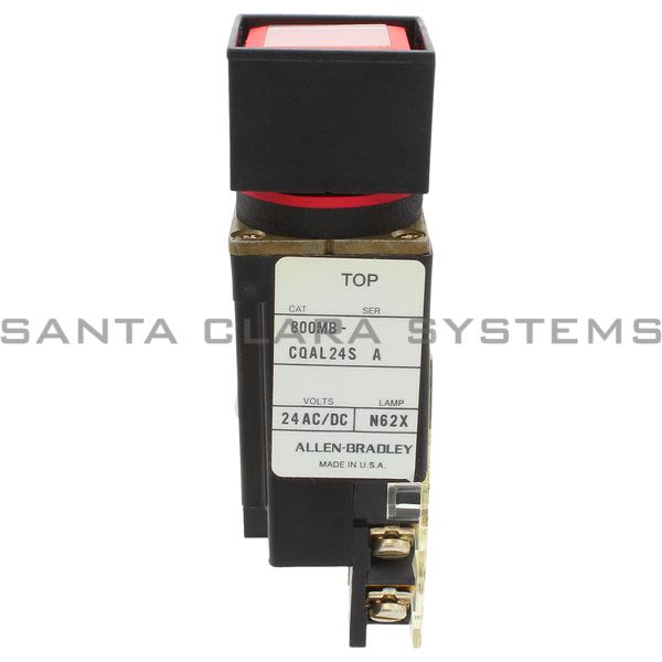 Allen Bradley 800MB-CQAL24RAK Small Square Illuminated Push Button Flush Head Full Voltage 24V Red LED 1 N.O 1 N.C. Product Image