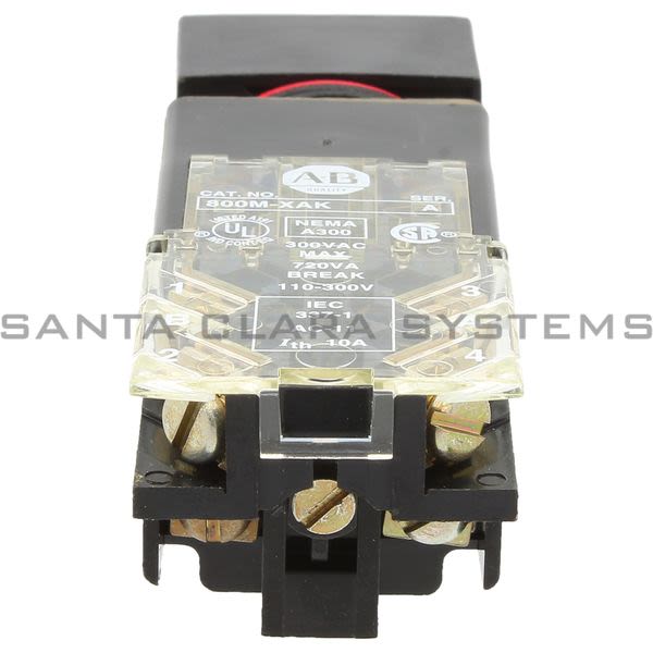 Allen Bradley 800MB-CQAL24RAK Small Square Illuminated Push Button Flush Head Full Voltage 24V Red LED 1 N.O 1 N.C. Product Image