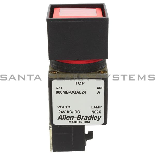 Allen Bradley 800MB-CQAL24RD2 Small Square Illuminated Push Button Flush Head Full Voltage 24V Red LED 1 N.O 1 N.C. Product Image