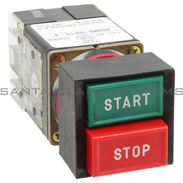Allen Bradley 800MB-DB16B64 Square Dual Operator Momentary Push Button Top Flush Button: Green Bottom Extended Button:Red 2 N.O. 2 N.C. Product Image
