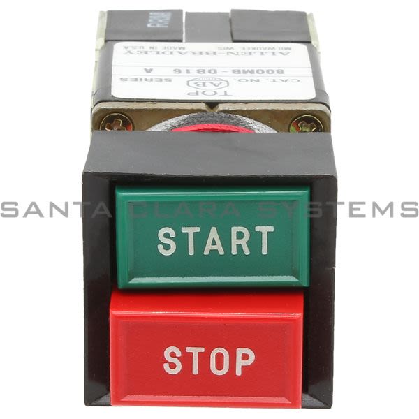 Allen Bradley 800MB-DB16B64 Square Dual Operator Momentary Push Button Top Flush Button: Green Bottom Extended Button:Red 2 N.O. 2 N.C. Product Image