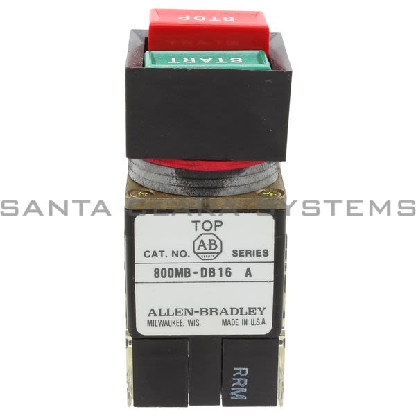 Allen Bradley 800MB-DB16B64 Square Dual Operator Momentary Push Button Top Flush Button: Green Bottom Extended Button:Red 2 N.O. 2 N.C. Product Image