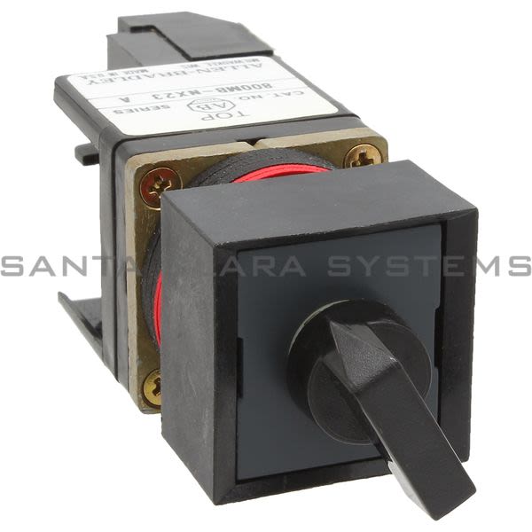 Allen Bradley 800MB-NX23 Small Square 2 Position Selector Maintained Switch Unit Black Knob 1 N.O 1 N. C. Product Image