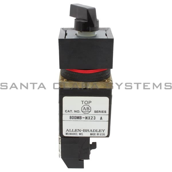 Allen Bradley 800MB-NX23 Small Square 2 Position Selector Maintained Switch Unit Black Knob 1 N.O 1 N. C. Product Image