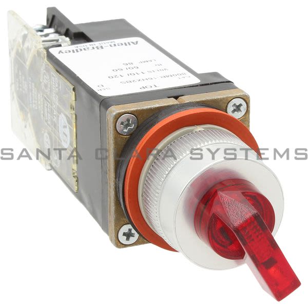 Allen Bradley 800MR-16HA2BRAK Small Round Illuminated Selector Switch 2 Postion Maintained 120V 60/50Hz Red Knob 1 No 1 NC Product Image