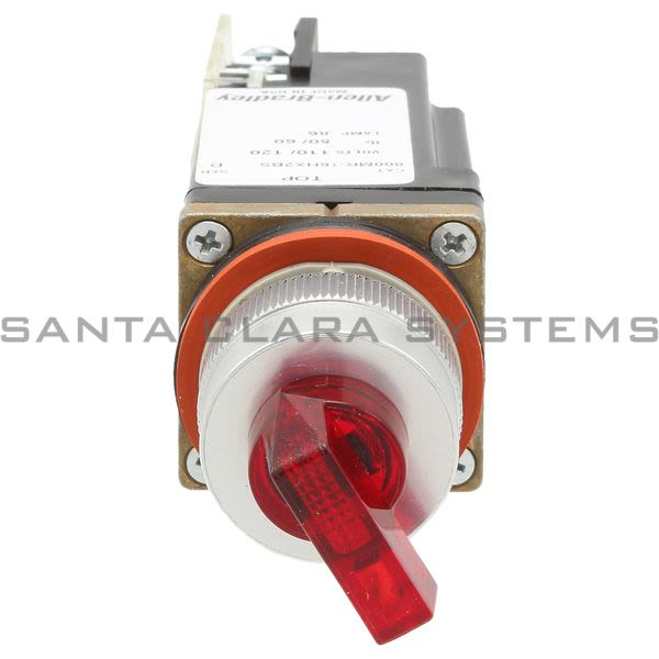 Allen Bradley 800MR-16HA2BRAK Small Round Illuminated Selector Switch 2 Postion Maintained 120V 60/50Hz Red Knob 1 No 1 NC Product Image