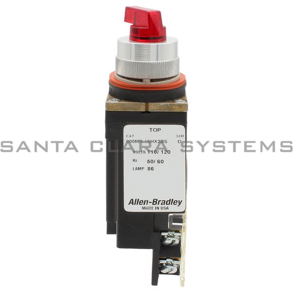 Allen Bradley 800MR-16HA2BRAK Small Round Illuminated Selector Switch 2 Postion Maintained 120V 60/50Hz Red Knob 1 No 1 NC Product Image