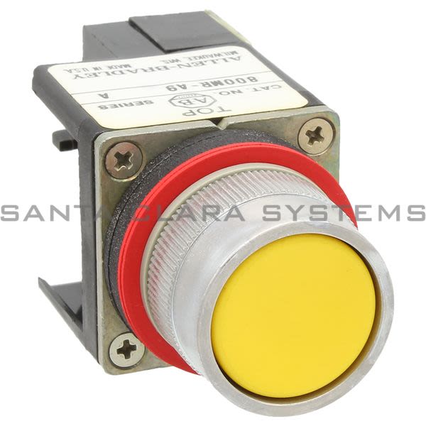 Allen Bradley 800MR-A9A Small Round Push Button Unit, Flush Head Yellow Cap 1 NO-1 NC Product Image