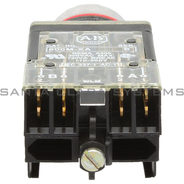 Allen Bradley 800MR-A9A Small Round Push Button Unit, Flush Head Yellow Cap 1 NO-1 NC Product Image