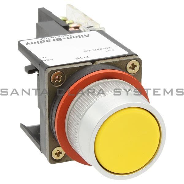 Allen Bradley 800MR-A9AK Small Round Push Button Unit, Flush Head Yellow Cap 2 NO-2 NC Product Image