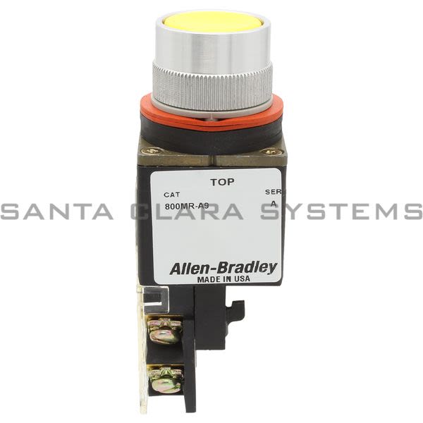 Allen Bradley 800MR-A9AK Small Round Push Button Unit, Flush Head Yellow Cap 2 NO-2 NC Product Image