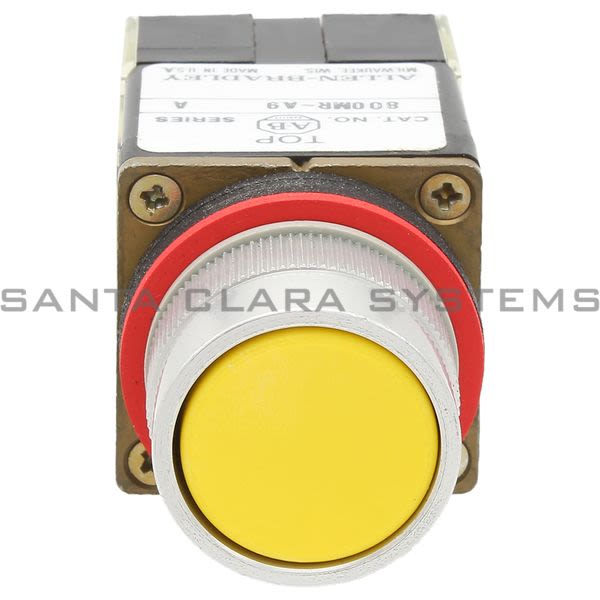 Allen Bradley 800MR-A9B Small Round Push Button Unit, Flush Head Yellow Cap 2 NO-2 NC Product Image