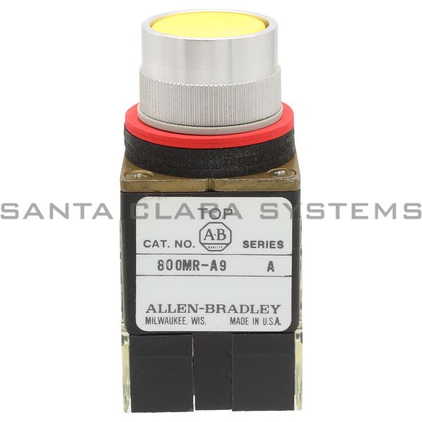 Allen Bradley 800MR-A9B Small Round Push Button Unit, Flush Head Yellow Cap 2 NO-2 NC Product Image