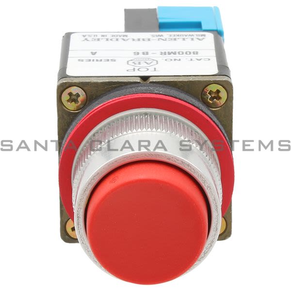 Allen Bradley 800MR-B6AR Small Round Push Button Extended Head Red Cap 1 N.O. 1 N.C. Product Image
