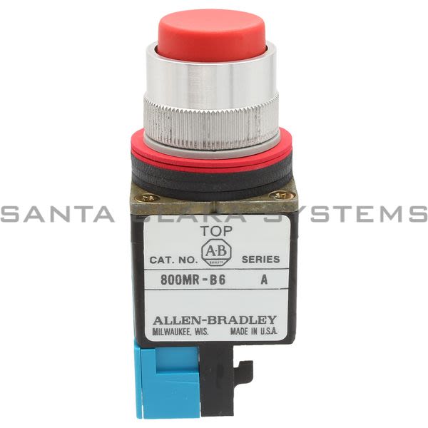 Allen Bradley 800MR-B6AR Small Round Push Button Extended Head Red Cap 1 N.O. 1 N.C. Product Image