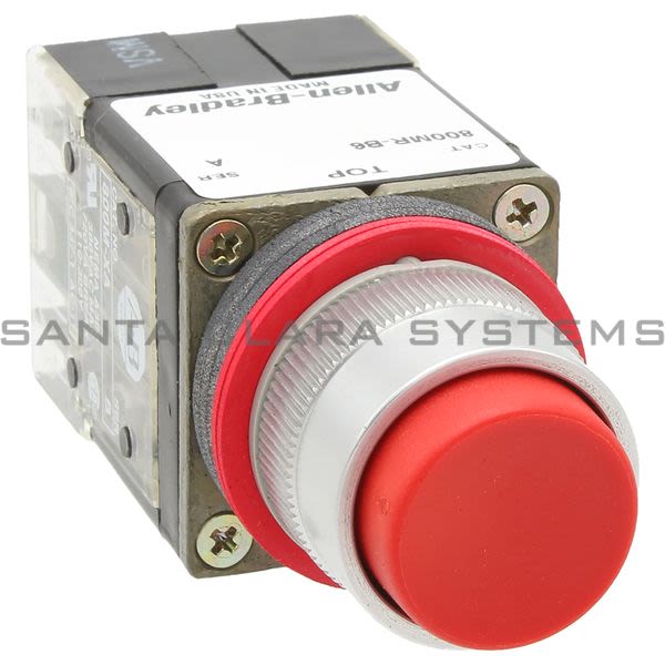 Allen Bradley 800MR-B6B Small Round Push Button Unit--Extended Head Red Cap 2 N.O. 2 N.C. Product Image