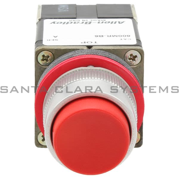Allen Bradley 800MR-B6B Small Round Push Button Unit--Extended Head Red Cap 2 N.O. 2 N.C. Product Image