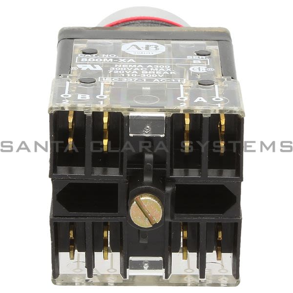 Allen Bradley 800MR-B6B Small Round Push Button Unit--Extended Head Red Cap 2 N.O. 2 N.C. Product Image