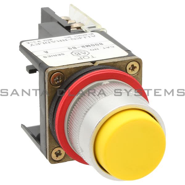 Allen Bradley 800MR-B9AK Small Round Push Button Unit Exteneded Head Yellow Cap 1 N.O. 1 N.C. Product Image