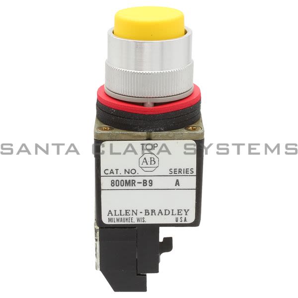Allen Bradley 800MR-B9D2S Small Round Extended Push Button Head Unit Yellow Cap 1 N.C. Product Image