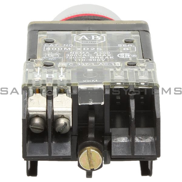 Allen Bradley 800MR-B9D2S Small Round Extended Push Button Head Unit Yellow Cap 1 N.C. Product Image