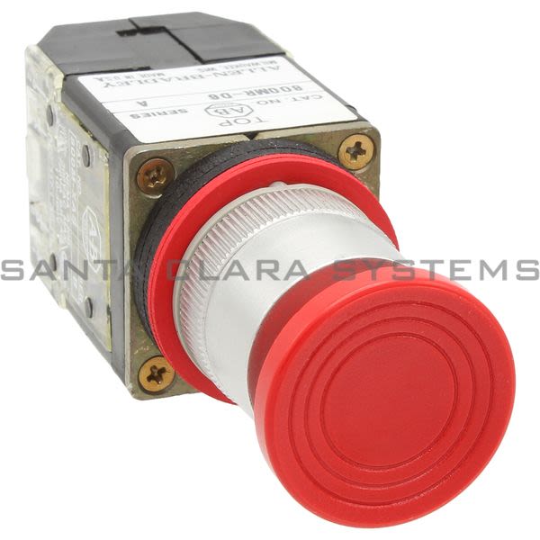 Allen Bradley 800MR-D6BS Small Round Mushroom Push Button Head Unit Red Cap 2 N.O. 2 N.C. Product Image