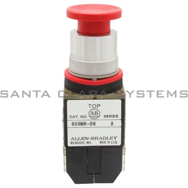 Allen Bradley 800MR-D6BS Small Round Mushroom Push Button Head Unit Red Cap 2 N.O. 2 N.C. Product Image