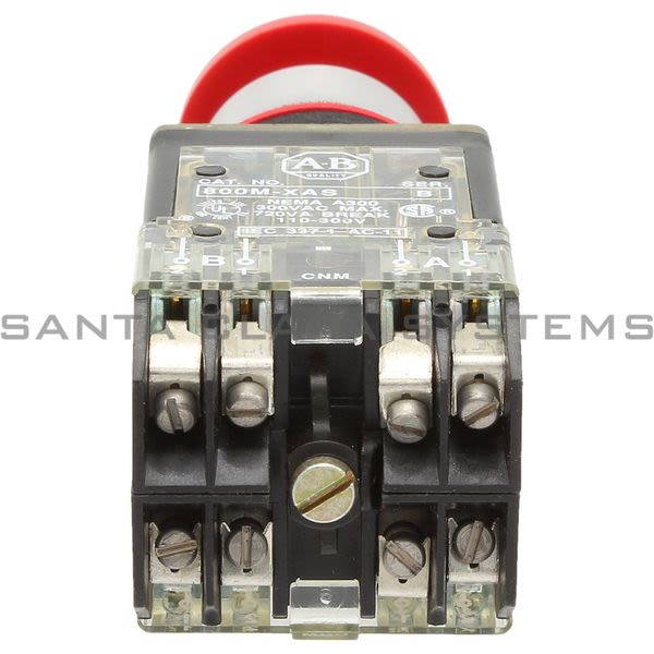 Allen Bradley 800MR-D6BS Small Round Mushroom Push Button Head Unit Red Cap 2 N.O. 2 N.C. Product Image