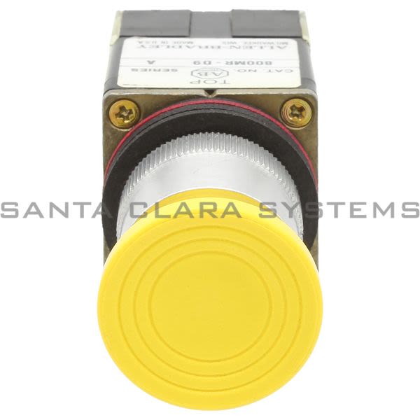 Allen Bradley 800MR-D9B Small Round Mushroom Push Button Head Unit Yellow Cap 2 N.O. 2 N. C . Product Image