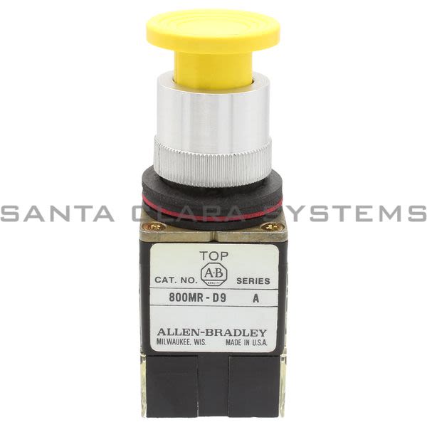 Allen Bradley 800MR-D9B Small Round Mushroom Push Button Head Unit Yellow Cap 2 N.O. 2 N. C . Product Image