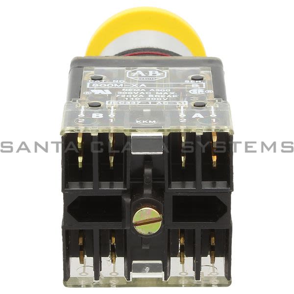 Allen Bradley 800MR-D9B Small Round Mushroom Push Button Head Unit Yellow Cap 2 N.O. 2 N. C . Product Image