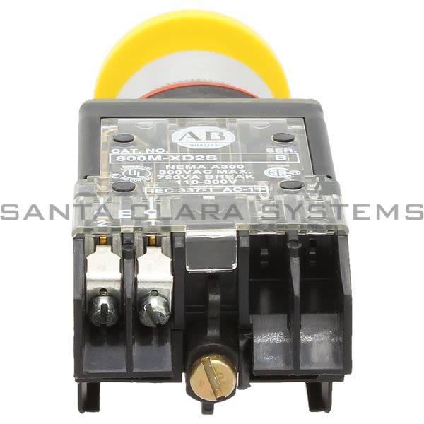 Allen Bradley 800MR-D9D2S Small Round Push Button Yellow Cap Product Image