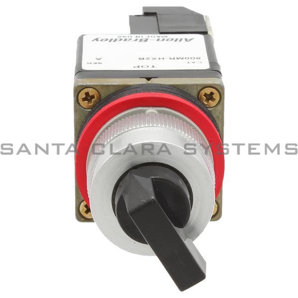 Allen Bradley 800MR-HH2BLD1S Small Round Selector Switch Unit 2 Position Maintained Black Knob 1 N.O. Product Image