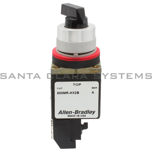 Allen Bradley 800MR-HH2BLD1S Small Round Selector Switch Unit 2 Position Maintained Black Knob 1 N.O. Product Image