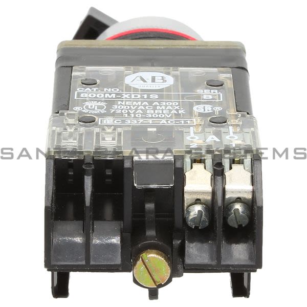 Allen Bradley 800MR-HH2BLD1S Small Round Selector Switch Unit 2 Position Maintained Black Knob 1 N.O. Product Image