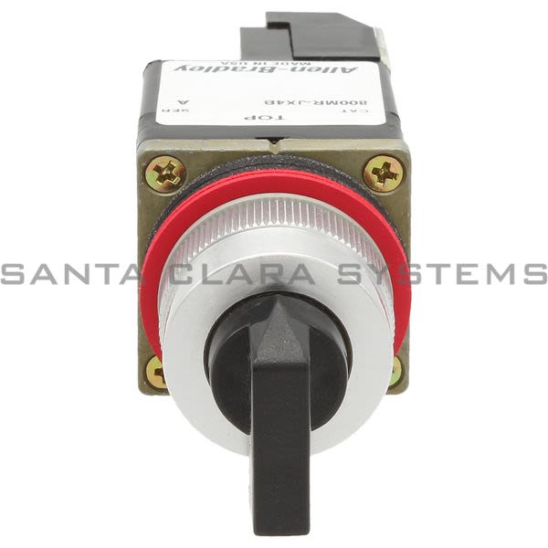 Allen Bradley 800MR-JH4BLAS Small Round Selector Switch Unit 3 Position Spring Return From Left Black Knob 1 N.O. 1 N.C. Product Image